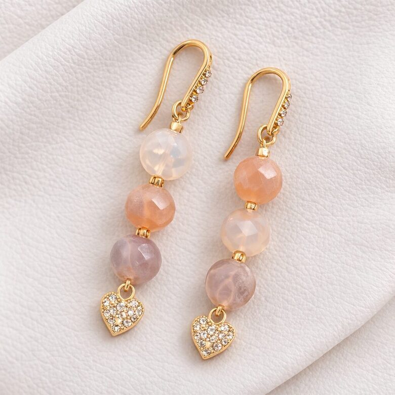 Dabīgo pērļu auskari "Persiku sapnis"